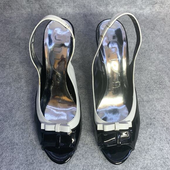 Unisa Womens Black And White Peep Toe Heels With Bows, 4” Heel, Size 7.5 - Picture 9 of 9